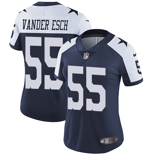 Women's Dallas Cowboys #55 Leighton Vander Esch Navy Thanksgiving Limited Stitched Jersey(Run Small）